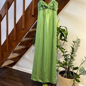 BCBGMAXAZRIA ARTICHOKE SATIN PLEATED KNOT STRAPLESS 6